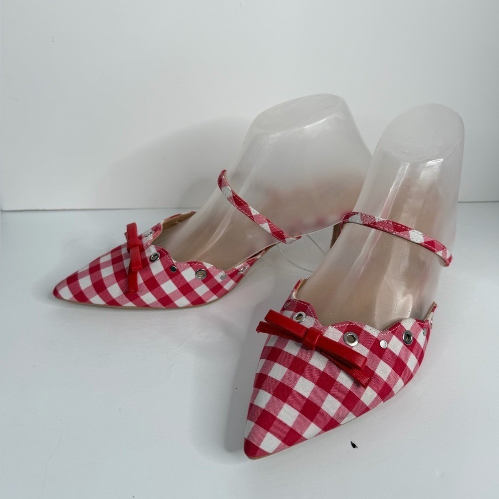 NWT Wild Fable Lysandra Gingham Kitten Heels Red White Size 8.5